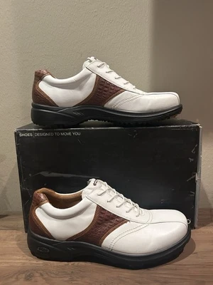 Ecco Hombre Golf Flexon-Blanco/Coñac/Bisonte-Talla 1-11.5 Foto 1 de 4