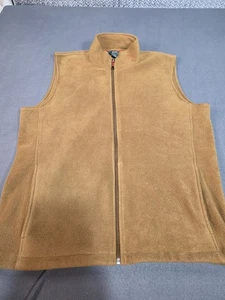 Woolrich Mens SZ XL Vest Brown Full Zip Fleece Pockets Adjustable Waist - K8 - Picture 1 of 11