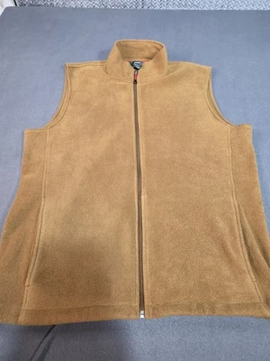 Woolrich Mens SZ XL Vest Brown Full Zip Fleece Pockets Adjustable Waist - K8 - Image 1 of 4