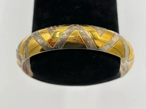 Bracciale Vermeil Oro Sterling 925 Cerniera Modello Chevron Catena di Sicurezza - Foto 1 di 8