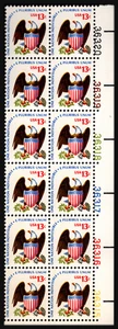 US Stamp Scott 1596 Plate Block Mint NH 13 Cents Eagle & Shield Americana Series - Picture 1 of 1