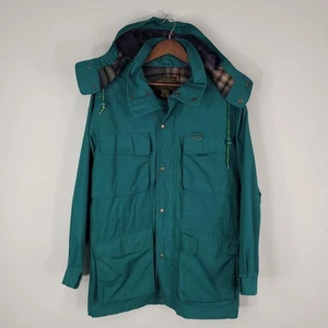 Vtg Eddie Bauer Mountain Parka Mens Large Green Wool Lined Hooded Coat Jacket - Picture 1 of 11
