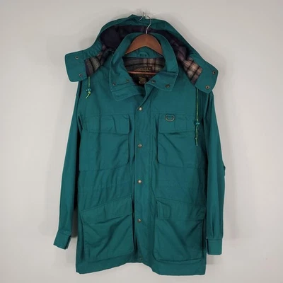 Vtg Eddie Bauer Mountain Parka Mens Large Green Wool Lined Hooded Coat Jacket - Image 1 of 4