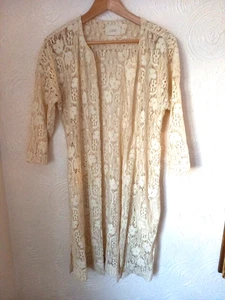 "Coat" @ Harvey Nichols Cream Lace Jacket Beach Coverup S/M - Picture 1 of 6