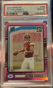 2024 Donruss Optic Preview Jayden Daniels #389 PSA 10 Pink Holo Rated Rookie RC - Picture 1 of 2