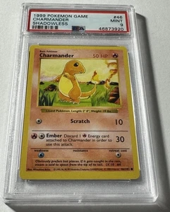 1999 Pokemon Game WOTC Base Set Shadowless #46 Charmander Graded Psa 9 Mint ๐ฅ - Picture 1 of 4
