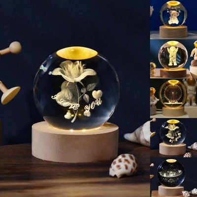 LED USB Kristallkugel Galaxy Nachtlicht 3D Raum Dekoration Valentinstag Geschenk - Bild 1 von 4