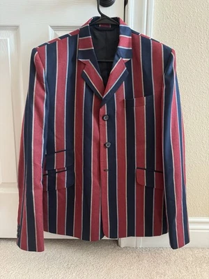 Madcap England Mod Striped Boating Blazer Jacket Red Navy Retro 60s Style Men’s - Image 1 of 4