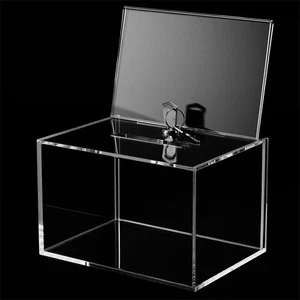 Acrylic Clear Donation Box with Lock and Sign Holder for Multiple Uses - Picture 1 of 8