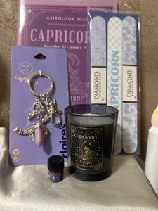 Capricorn Gift Set 🕯️ Candle, Book, Crystal Keychain, Perfume, Files ♑ - Picture 1 of 3