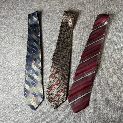 Kenneth Cole Reaction 男式领带 3 件装 - 条纹和几何礼服领带 — 第 1/4 张图片