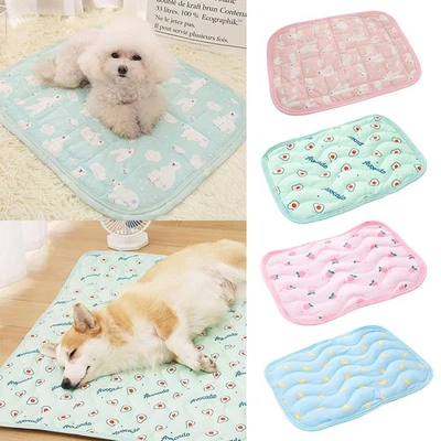 Alfombra de enfriamiento para mascotas pequeñas perro gato transpirable suave almohadilla de verano antideslizante lavable ∫ Foto 1 de 4