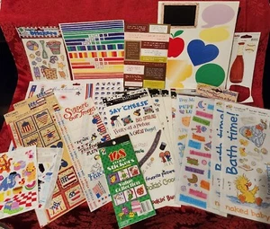 Mixed Lot Of Scrapbooking Cardmaking Stickers Rub-Ons Diecuts NEW & Used Sheets  - Picture 1 of 4
