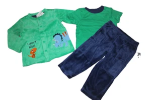 First Impressions Dinosaur Green Velour Outfit Boy Set 3 6 9 12 18 24 months NWT - Picture 1 of 5