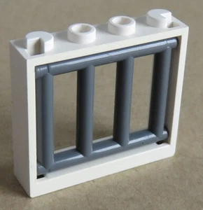 LEGO - Ventana / Ventana 1 x 4 x 3, blanco con rejilla, dkl. azulgris # 60594/62113 - Imagen 1 de 2