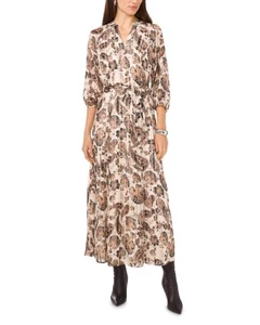 Vince Camuto Womens Paisley Print Smocked Maxi Dress Cafe Sky Size XL 307139 - Picture 1 of 2
