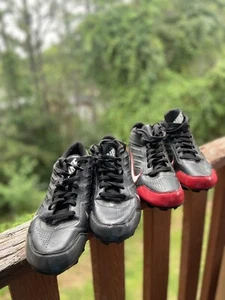 2-Nike Mens Football Cleats US 9 Black/Red/White/Grey 5511292-016 & 511285-009. - Picture 1 of 17