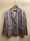 Vintage Louis Feraud Set Women?S Striped Blazer Jacket Purple Size 12
