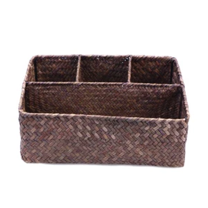 Sundries Storage Bin Shallow Wicker Basket Vanity Cosmetic Box - Picture 1 of 11