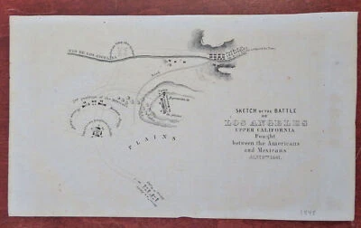 Battle of Los Angeles CA 1848 Mexican-American War California battle map plan - Image 1 of 3