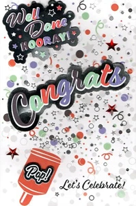 'WELL DONE HOORAY! CONGRATULATIONS' GREETINGS CARD AND ENVELOPE 9"x 6" - Picture 1 of 3