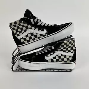Vans Zapatillas Altas Zapatos a Cuadros Reino Unido 5.5 UE 38.5 Unisex Negro Blanco - Imagen 1 de 9