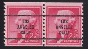 1055 2c Jefferson Bureau Precancel “Los Angeles CA” PSS-63, Coil Pair NH OG - Picture 1 of 1