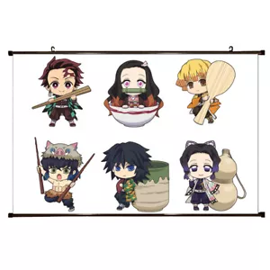 CHIBI GIYU SHINOBU & GROUP Demon Slayer 35x23 in. Decorative Wall Scroll (Anime) - Picture 1 of 2