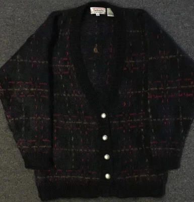 Cárdigan Suéter De Colección Años 80 Mohair Cuadros S Esquí Nórdico Occidental Azteca Fair Isle Años 90 Foto 1 de 4