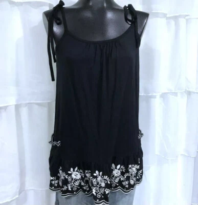 NWT $148 Juicy Couture Embroidered Tie Shoulder Cami Tank Top Medium Womans - Image 1 of 4