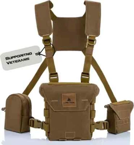 Binocular Chest Pack with Harness & Rangefinder Pouch Bino Chest Rig for Hunting - Picture 1 of 2