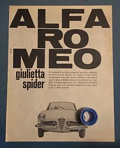 Rara Pubblicità ALFA ROMEO Giulietta Spider 1961 - Imagen 1 de 1