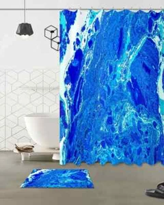 Revestidor de cortina de ducha de poliéster impermeable para baño azul resistente al agua - Imagen 1 de 8