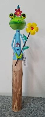 Gilde 50 cm Deko Frosch Flips Blume Holz Metall Luxus Chalet love shabby chic - Bild 1 von 4