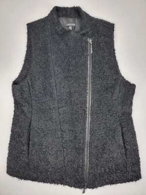 Eileen Fisher Sheared Suri Alpaca Wool Blend Vest Medium Black Lined Full Zip - Image 1 of 4