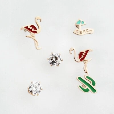 New Girl's 18K Rose Gold GF Cute Emu Cactus Crystal Stud Earrings 3 Pairs Set Foto 1 de 4