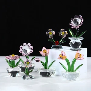 Nueva Estatuilla Flor Cristal Ramo de Vidrio Adorno Salón Mesa Decoración - Imagen 1 de 19