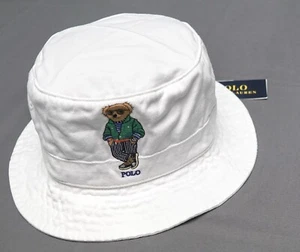 Polo Ralph Lauren Polo Bear Preppy Bucket Hat Fishing Cap White Cotton $79 - Picture 1 of 4