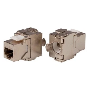 2x Keystone Jack Cat6A RJ45 FTP Toolfree 180-Degree Die Cast Shielded Module - Afbeelding 1 van 3