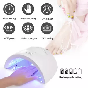 48W Cordless LED/UV Nail Lamp Light Gel Polish Nail Dryer Wireless W9K4 - Picture 1 of 8