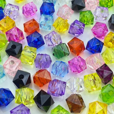 400Pcs 8Mm Acrylic Cube Faceted Beads Colorful Square Plastic Spacer Beads Loose - Image 1 of 4