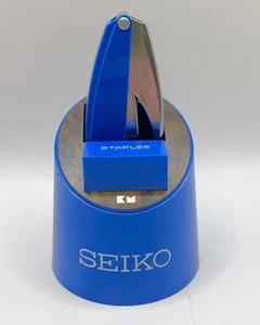 Park Sherman Vintage Seiko Mini Stapler Desk Caddy Staples Storage Blue/Brown - Picture 1 of 16
