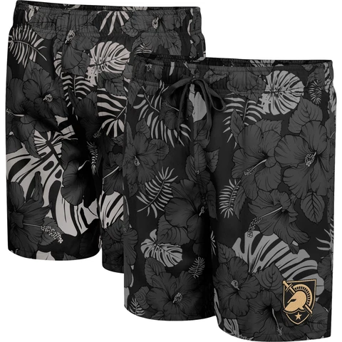 Men's Colosseum Black Army Black Knights The Dude Swim Shorts Cover