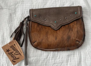 Cartera Muñequera Tony Lama Western Brindle Pelo de Vaca NUEVA NUEVA CON ETIQUETAS - Imagen 1 de 5