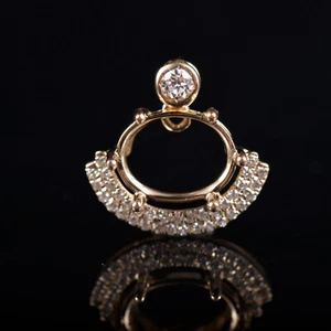 Colgante Semi Montaje Diamante Natural Oro Blanco 14K Sólido Ajuste Corte Ovalado 7x9mm - Imagen 1 de 9