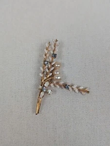 Vintage Emaille Brosche Made In Austria Blau Strass Kunstperlen - Bild 1 von 12