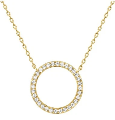 Collar solitario PAVOI chapado en oro 14K círculo circonita cúbica | Elegante colgante bisel | Foto 1 de 4