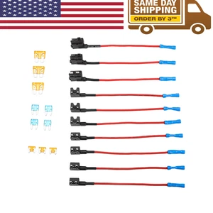 10X Adattatore Fusibile Aggiuntivo Auto 12V con Portafusibile Lama Mini TAP Standard M - Foto 1 di 17