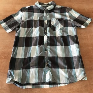O' Neill Shirt Men XL Gray Plaid Button Up Pocket Short Sleeve Collared Beach - Picture 1 of 10