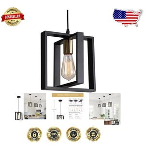 Vintage Style Adjustable Small Pendant Light – Black & Gold Finish Chandelier - Picture 1 of 10